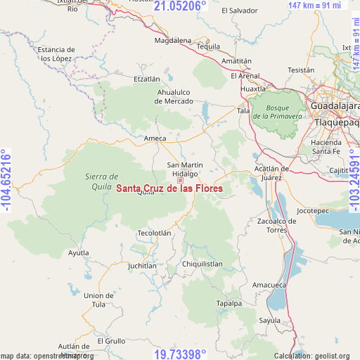 Santa Cruz de las Flores on map