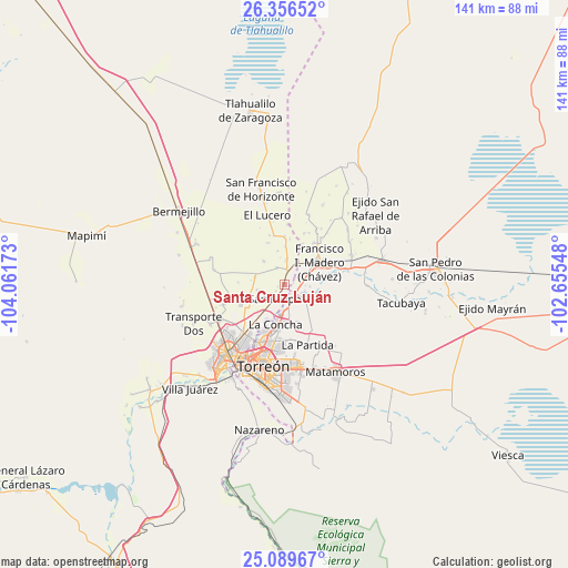 Santa Cruz Luján on map
