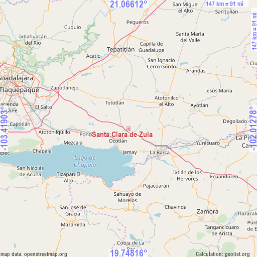 Santa Clara de Zula on map