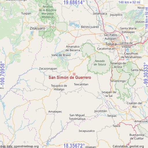 San Simón de Guerrero on map