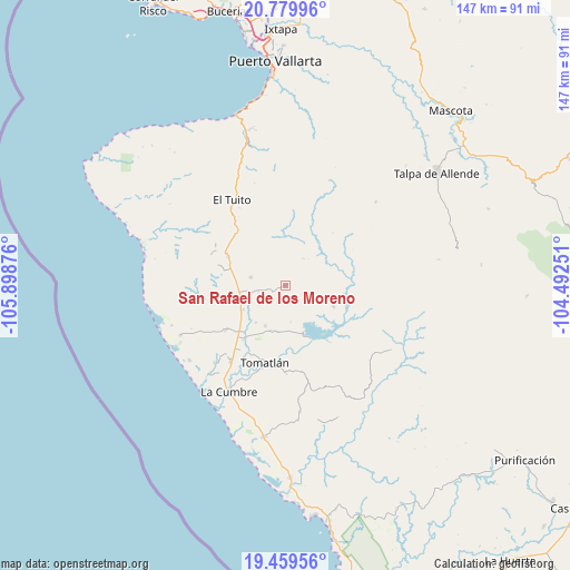 San Rafael de los Moreno on map