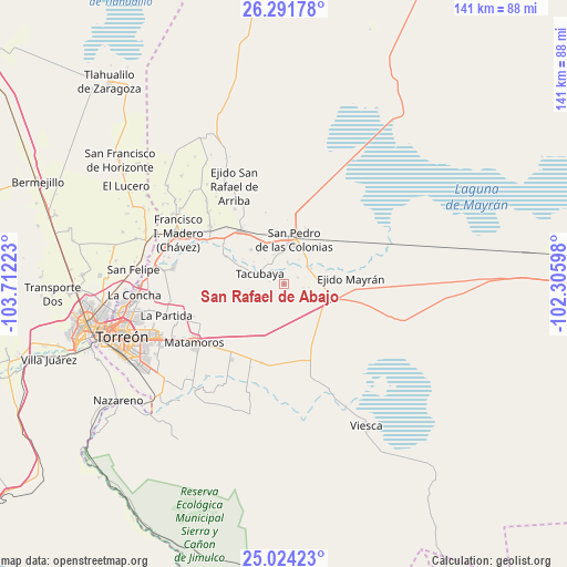 San Rafael de Abajo on map