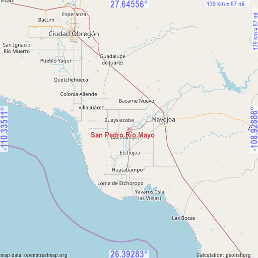 San Pedro Río Mayo on map