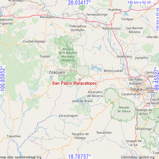 San Pablo Malacatepec on map