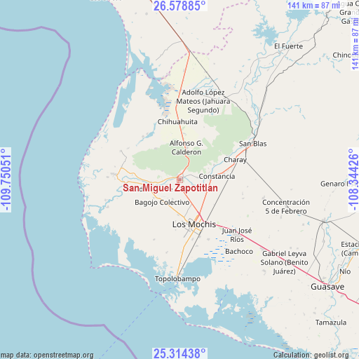 San Miguel Zapotitlan on map