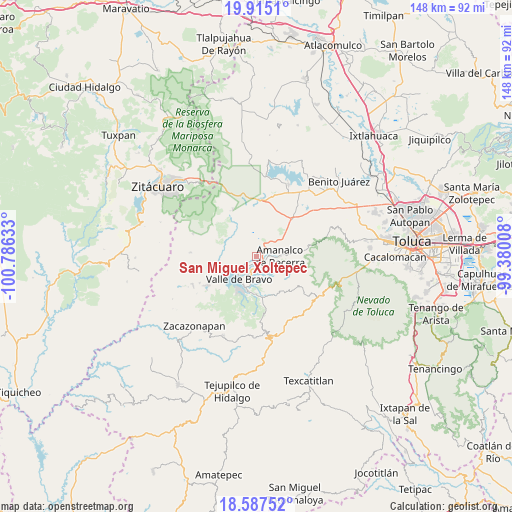 San Miguel Xoltepec on map