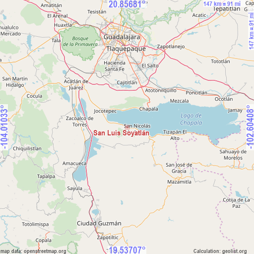 San Luis Soyatlán on map
