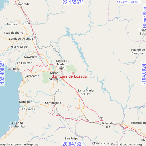 San Luis de Lozada on map