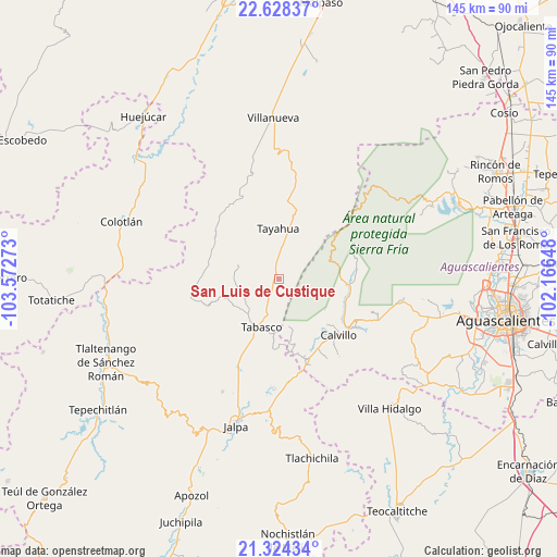 San Luis de Custique on map
