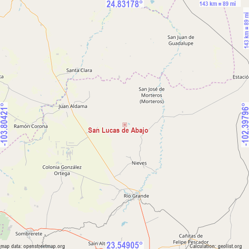 San Lucas de Abajo on map