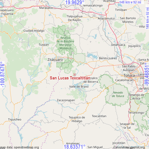 San Lucas Texcaltitlán on map