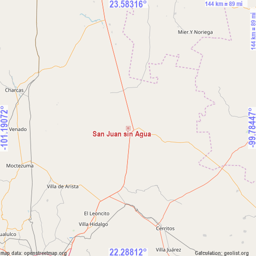 San Juan sin Agua on map