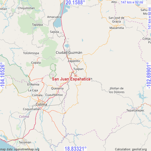 San Juan Espanatica on map