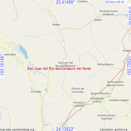 San Juan del Rio del Centauro del Norte on map
