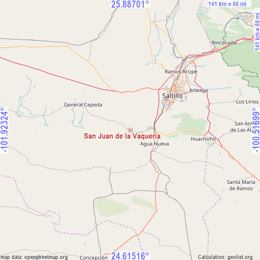San Juan de la Vaquería on map