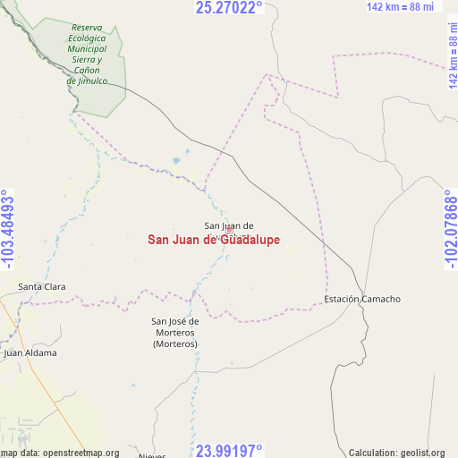 San Juan de Guadalupe on map