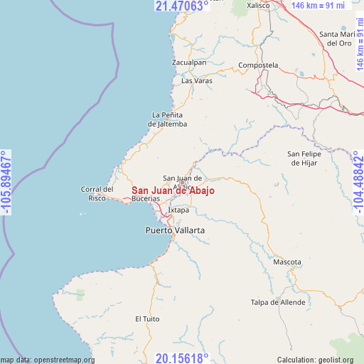 San Juan de Abajo on map