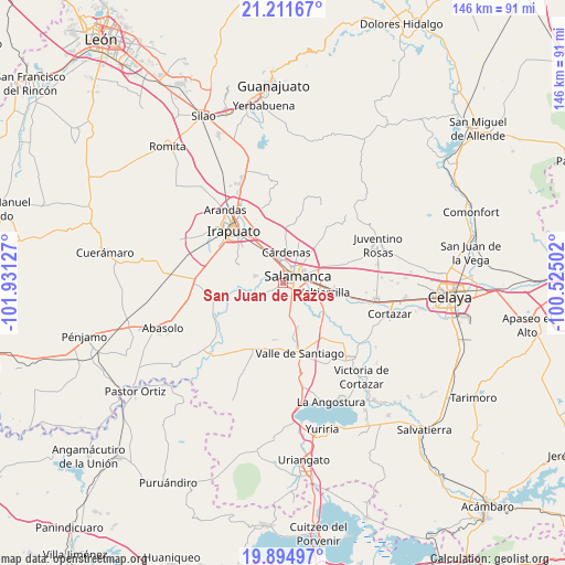 San Juan de Razos on map