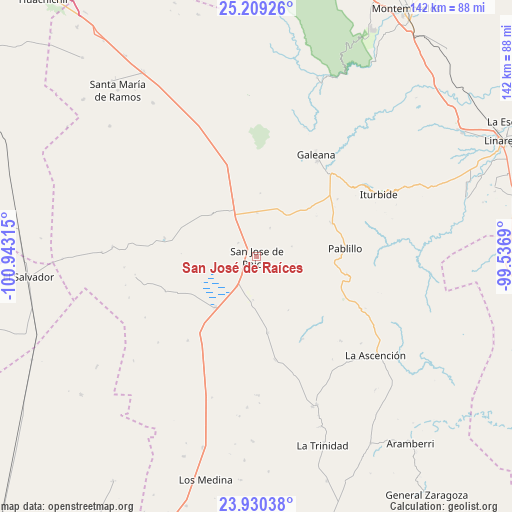 San José de Raíces on map