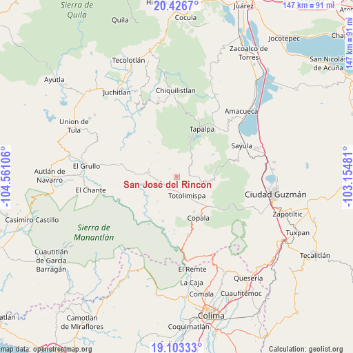 San José del Rincón on map