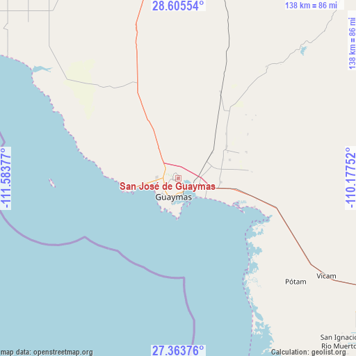 San José de Guaymas on map