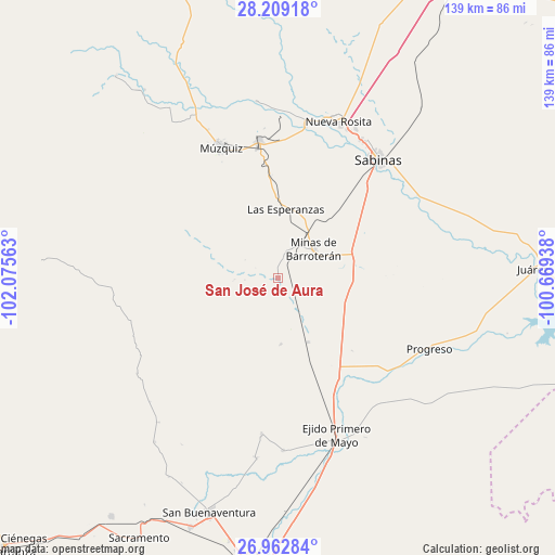 San José de Aura on map