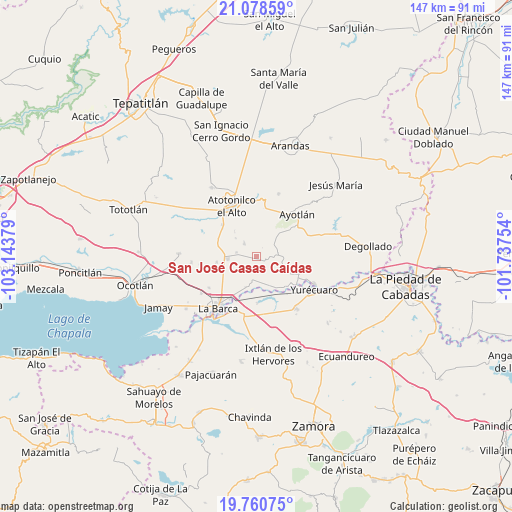 San José Casas Caídas on map