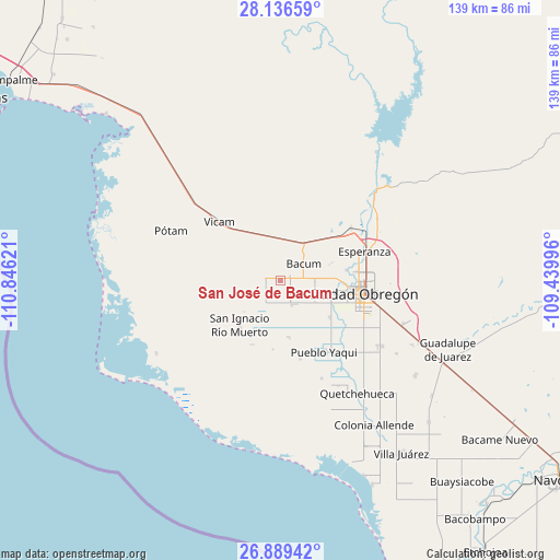 San José de Bacum on map