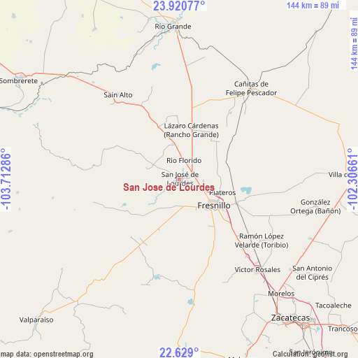 San Jose de Lourdes on map