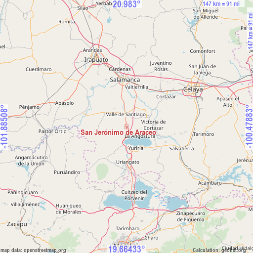 San Jerónimo de Araceo on map
