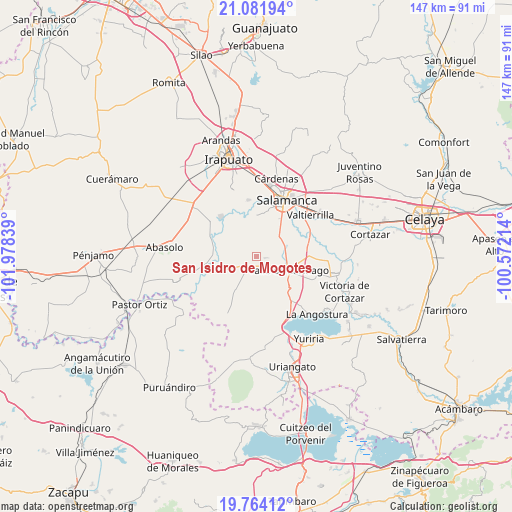 San Isidro de Mogotes on map