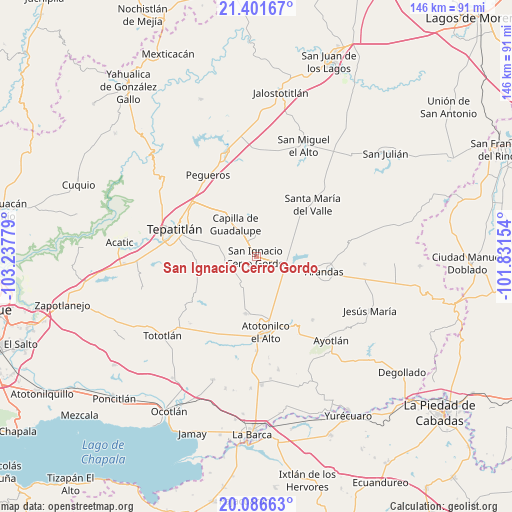 San Ignacio Cerro Gordo on map