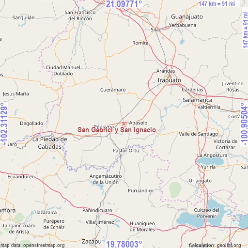 San Gabriel y San Ignacio on map