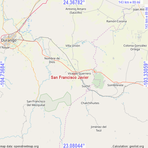San Francisco Javier on map