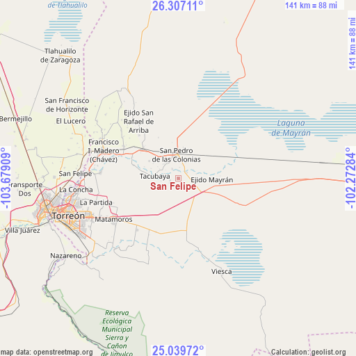 San Felipe on map