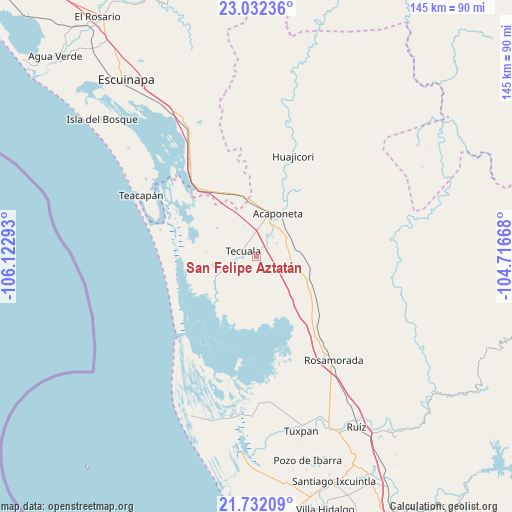 San Felipe Aztatán on map