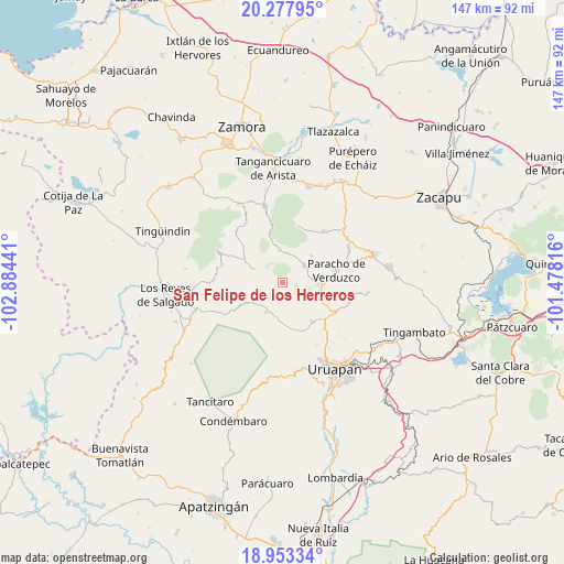 San Felipe de los Herreros on map
