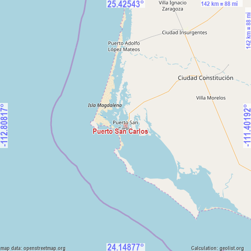 Puerto San Carlos on map