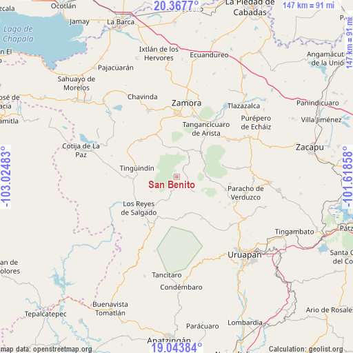 San Benito on map