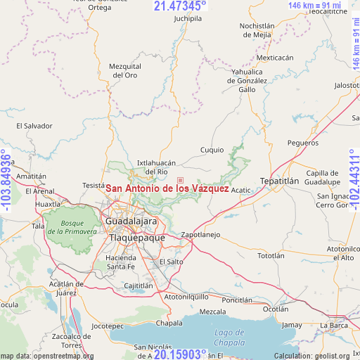 San Antonio de los Vázquez on map