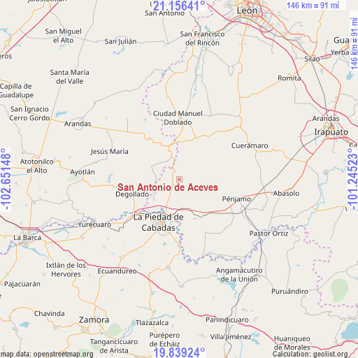 San Antonio de Aceves on map