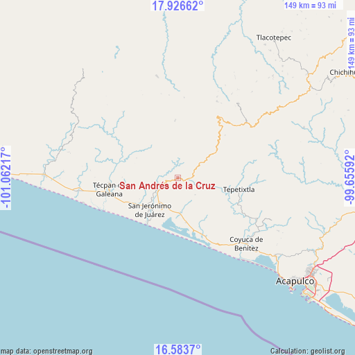 San Andrés de la Cruz on map