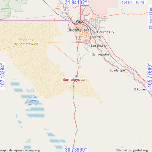Samalayuca on map