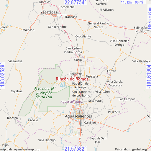 Rincón de Romos on map