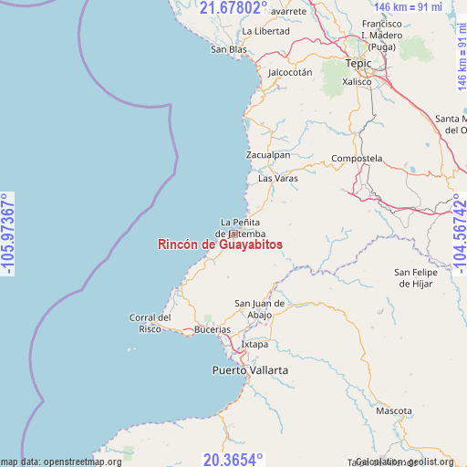 Rincón de Guayabitos on map