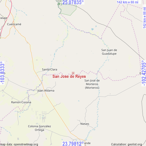 San Jose de Reyes on map