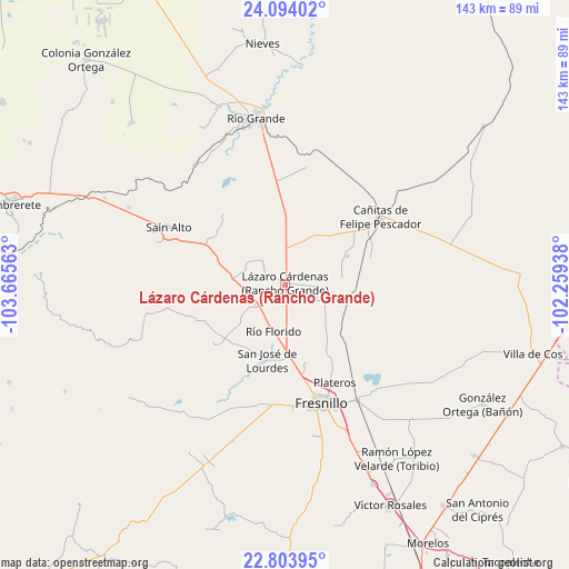 Lázaro Cárdenas (Rancho Grande) on map