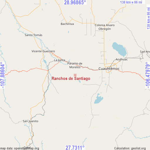 Ranchos de Santiago on map