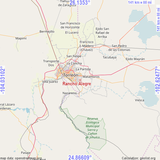Rancho Alegre on map