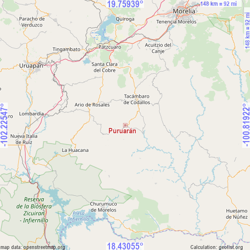 Puruarán on map